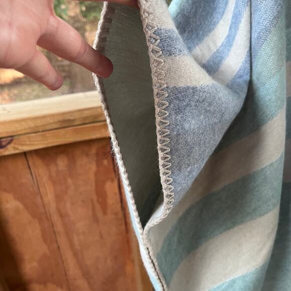 World Market Soft Knit Oversized Poncho Wrap Boho Blue And White OS. NEW - Picture 5 of 9